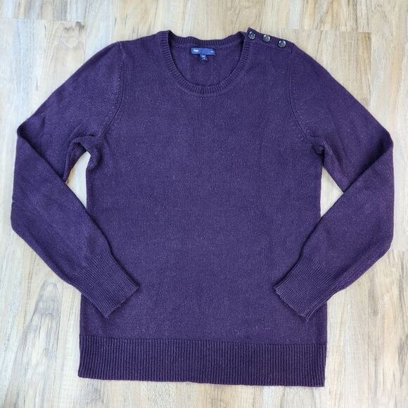 🐞Gap Plum Luxe Angora Rabbit Hair Blend Long Sleeve Sweater Medium - Picture 1 of 7